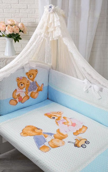 Комплект 7 предметов "Sweety Bear", Арт. 1752 голубой Комплект 7 предметов "Sweety Bear", Арт. 1752 голубой